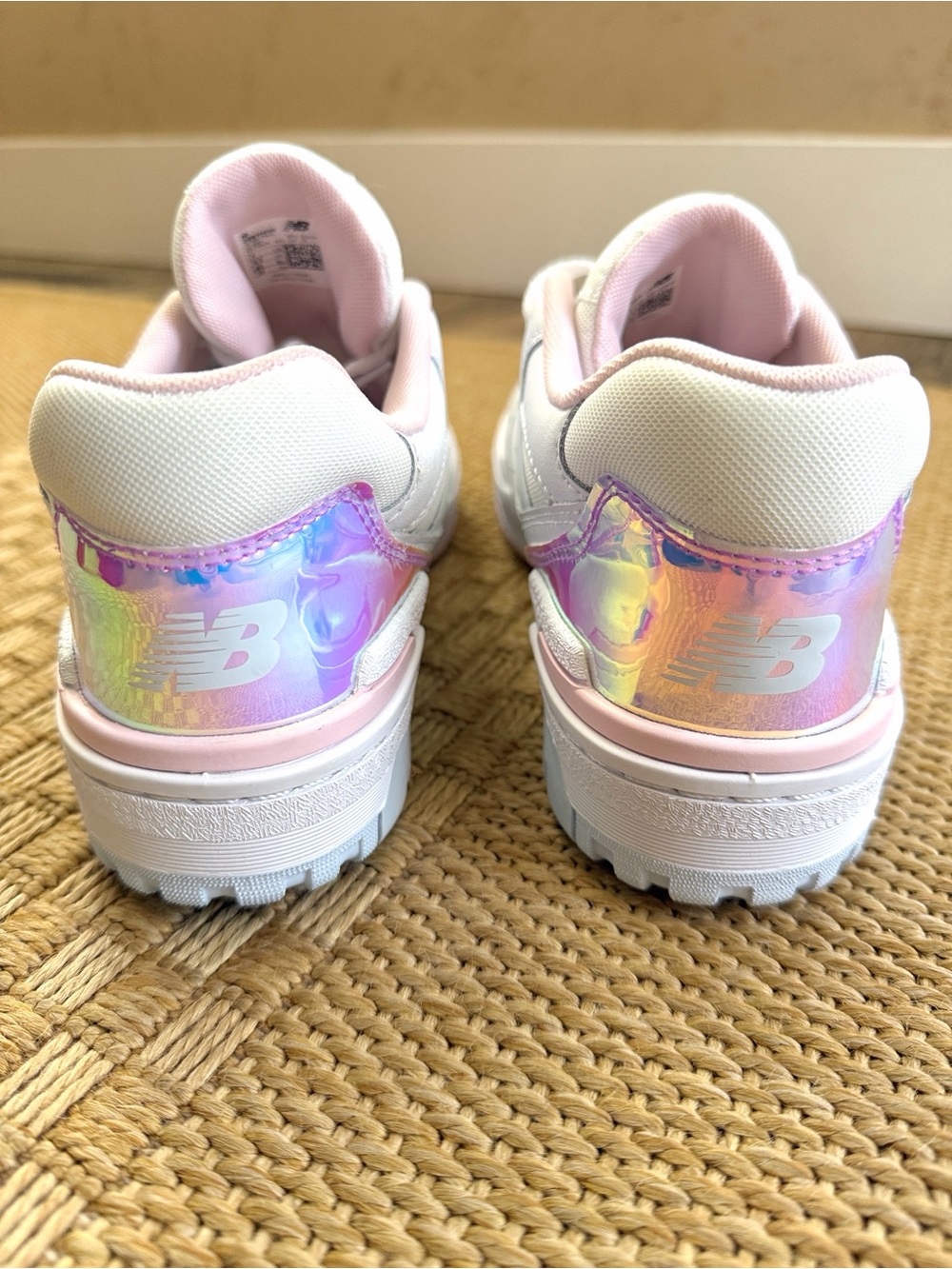 New Balance 550 Girls’ White/Multi Iridescent Sneaker—7 - Picture 8 of 14